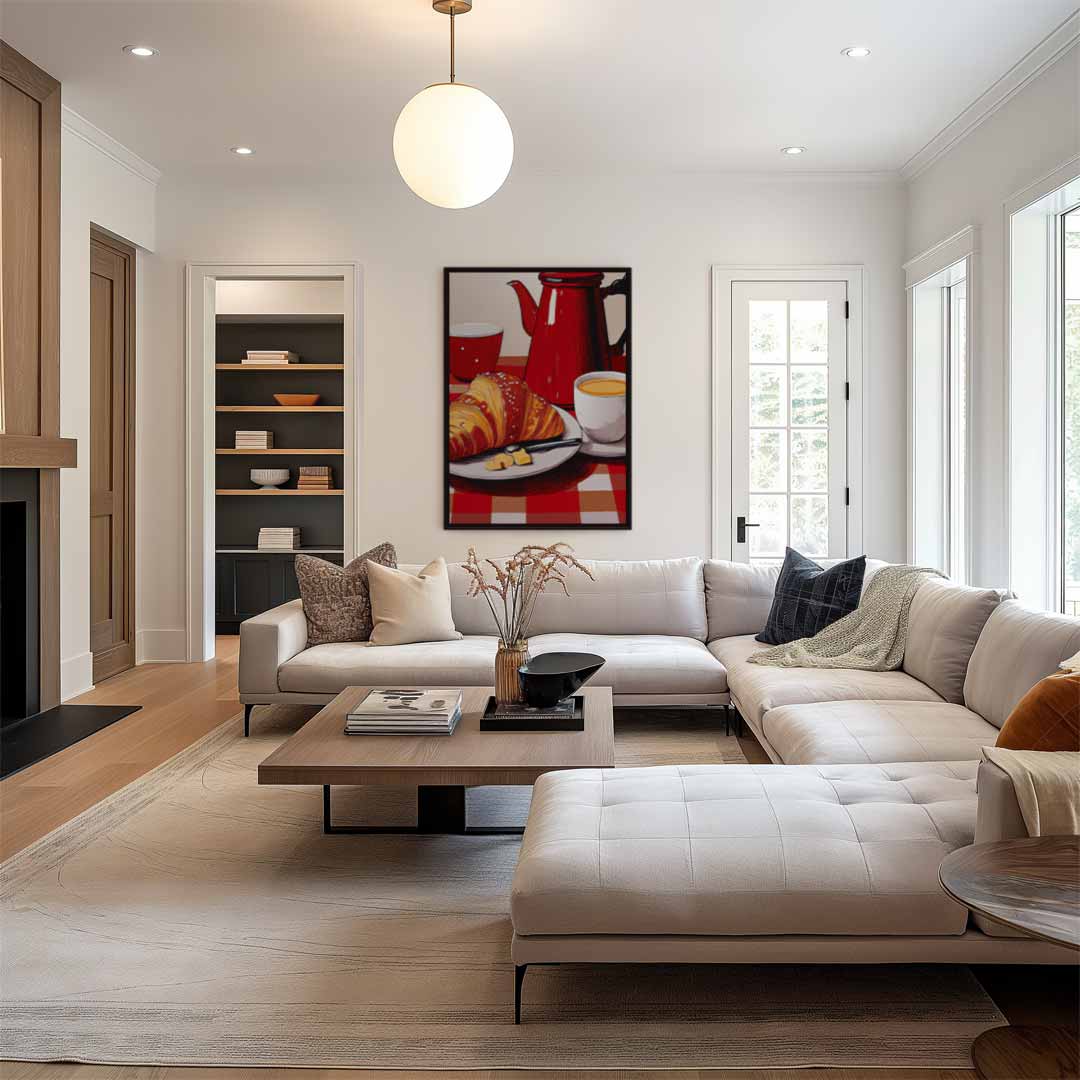 Ontbijtgenot in Rood Kunstwerk-canvas-dibond-plexiglas-wanddecoratie-WallArtistic
