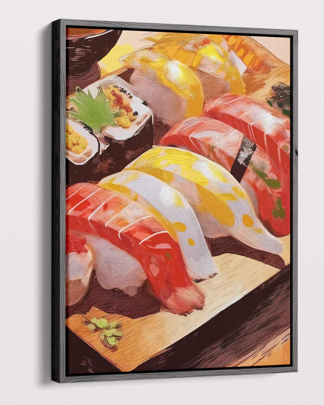 Kleurrijke Sushi Illustratie Kunstwerk-canvas-dibond-plexiglas-wanddecoratie-WallArtistic