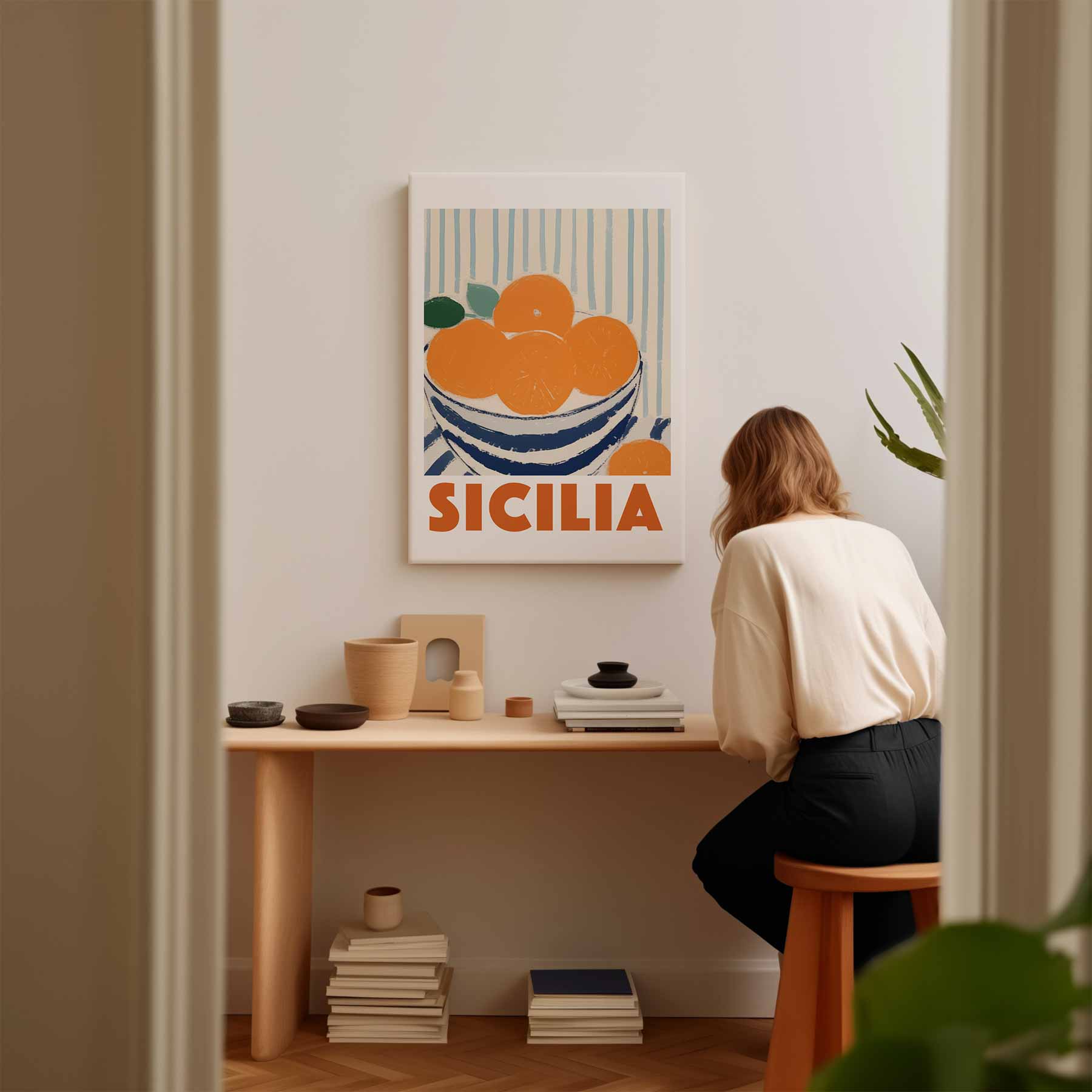 Siciliaanse Sinaasappels in Strepen Kunstwerk-canvas-dibond-plexiglas-wanddecoratie-WallArtistic