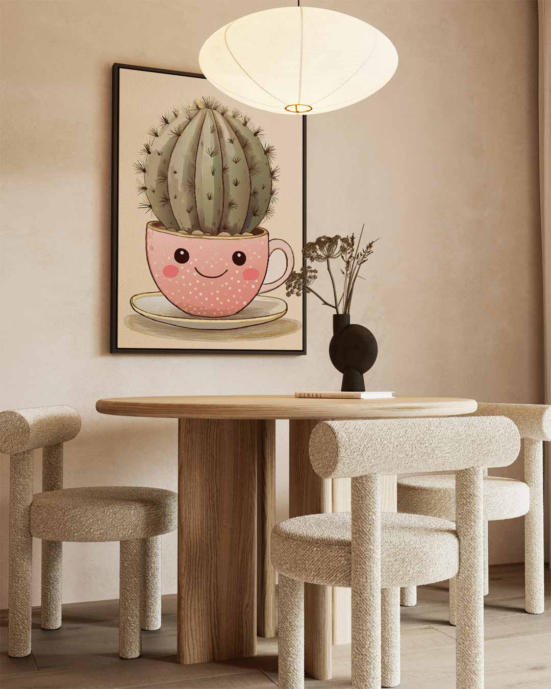 Vrolijke Cactus Kopje Kunstwerk-canvas-dibond-plexiglas-wanddecoratie-WallArtistic