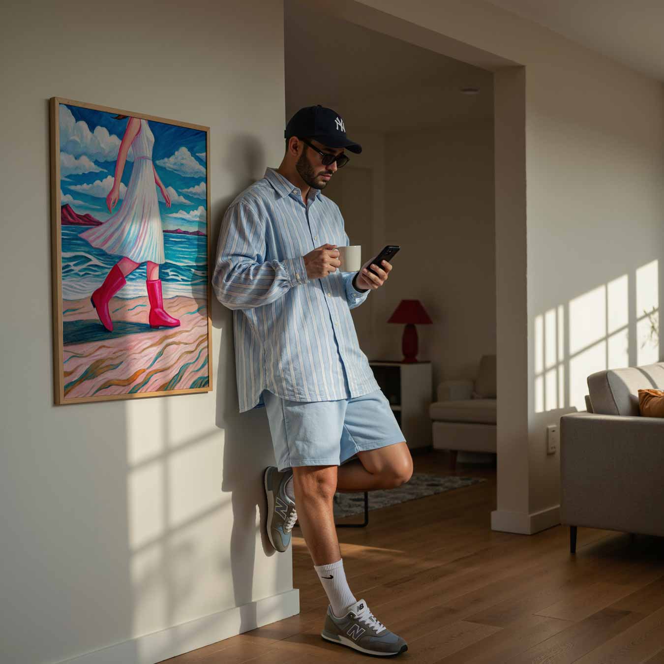 Zomers Strandwandeling Poster-WallArtistic