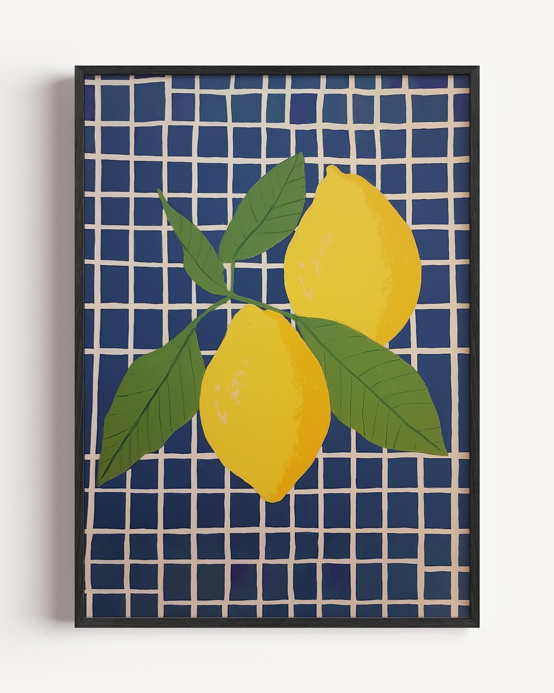 Zonnige Citroenen op Blauw Poster-WallArtistic