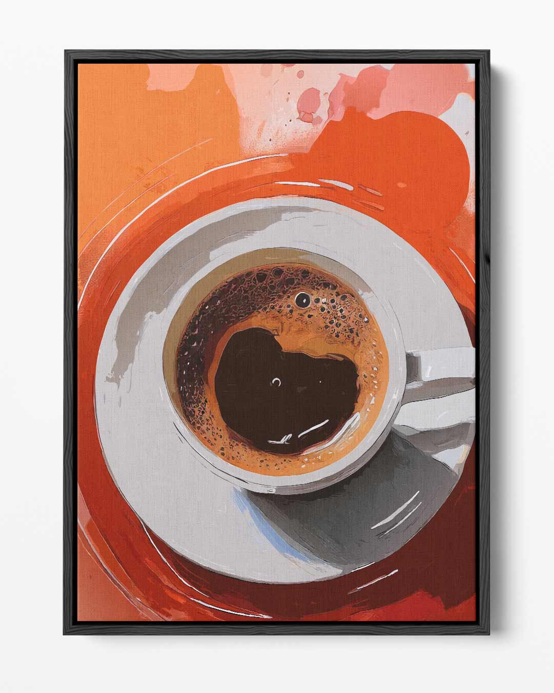 Koffiekunst in oranje Kunstwerk-canvas-dibond-plexiglas-wanddecoratie-WallArtistic
