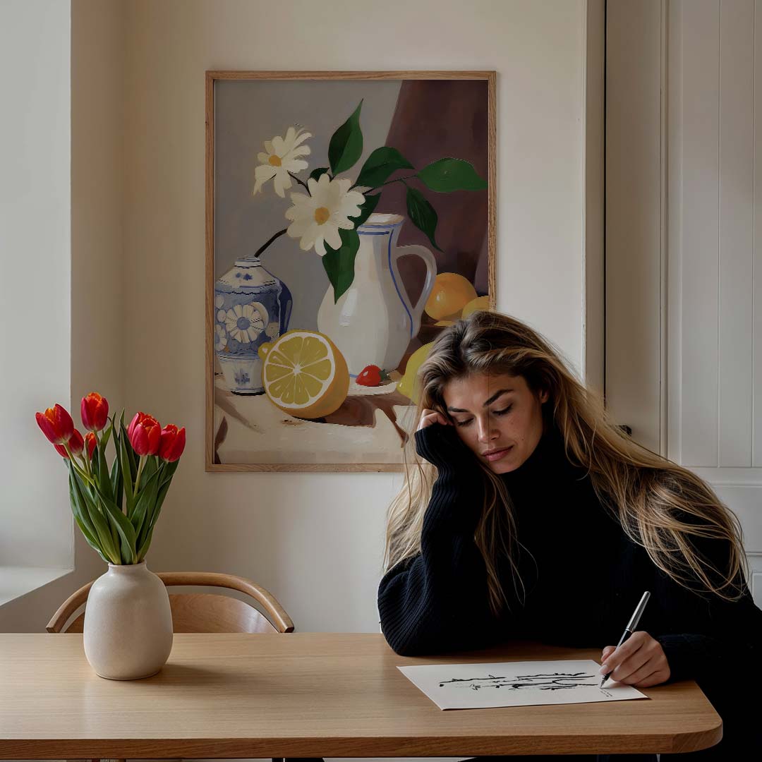Vrolijke Bloemen en Citrus Poster-WallArtistic