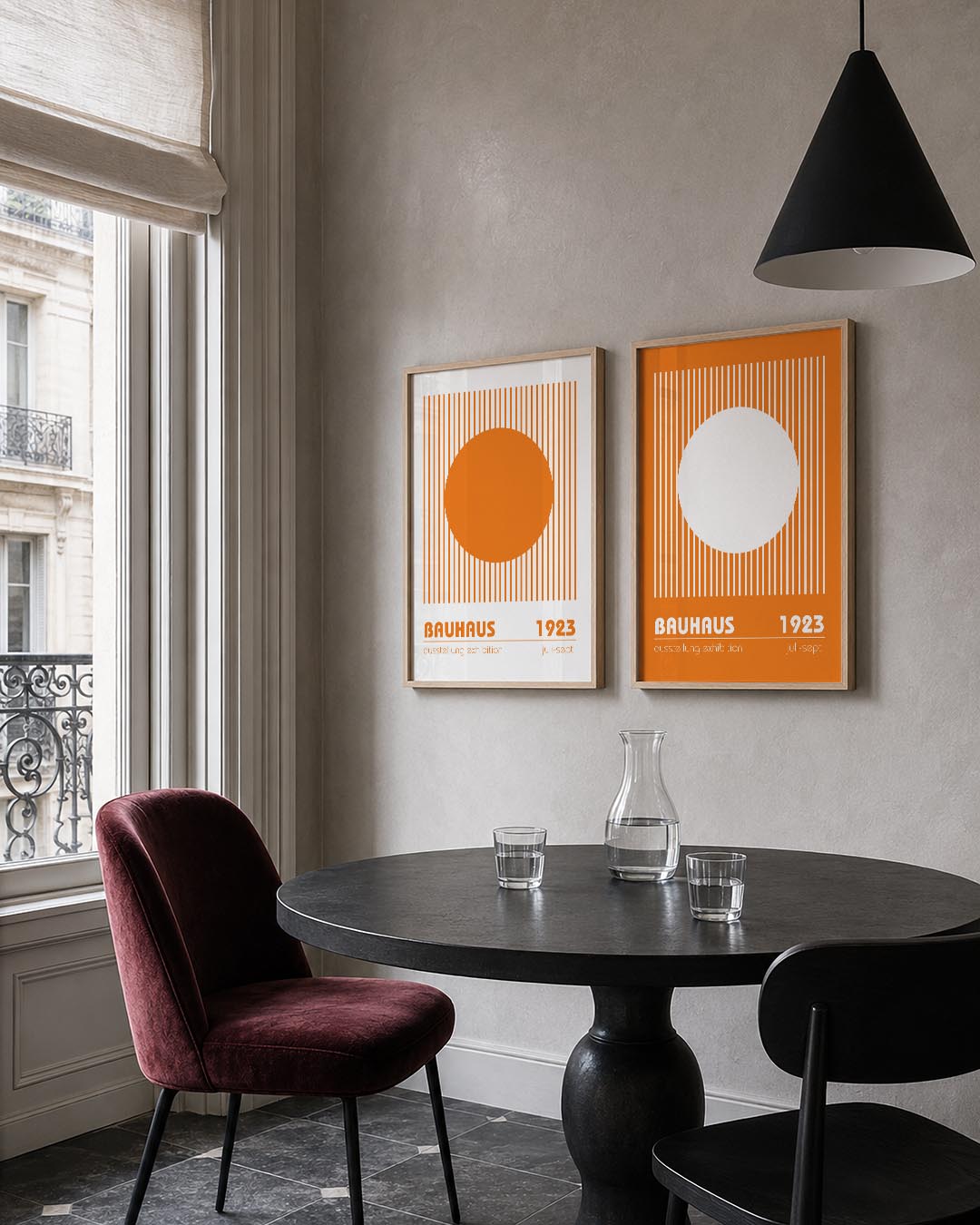 Oranje cirkel en lijnen Posterset