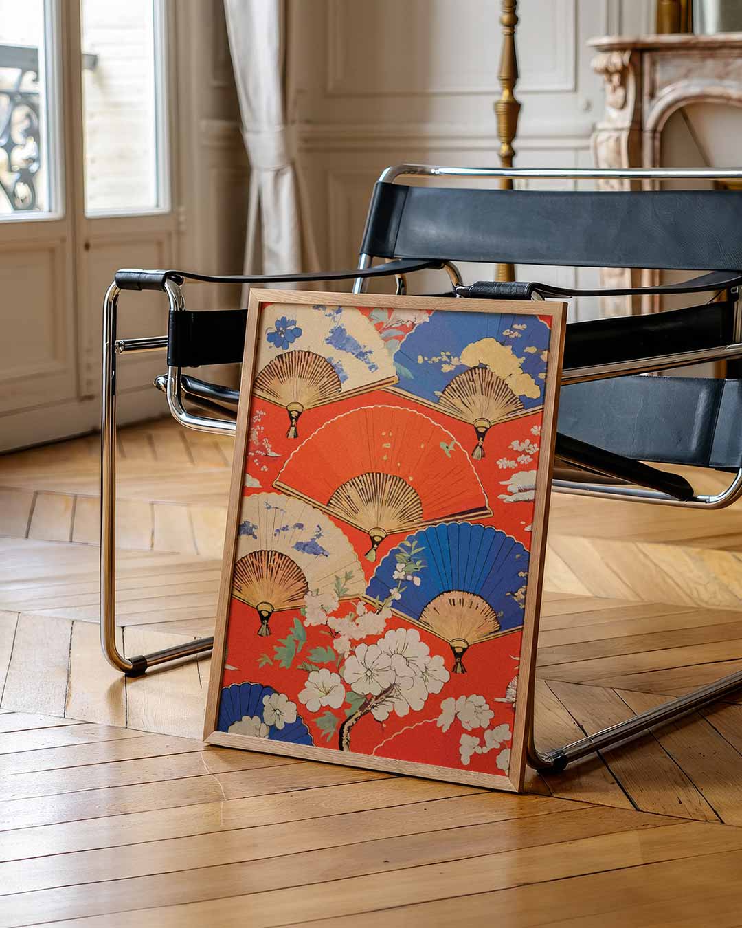 Kleurrijke Waaier en Bloemen Poster-WallArtistic