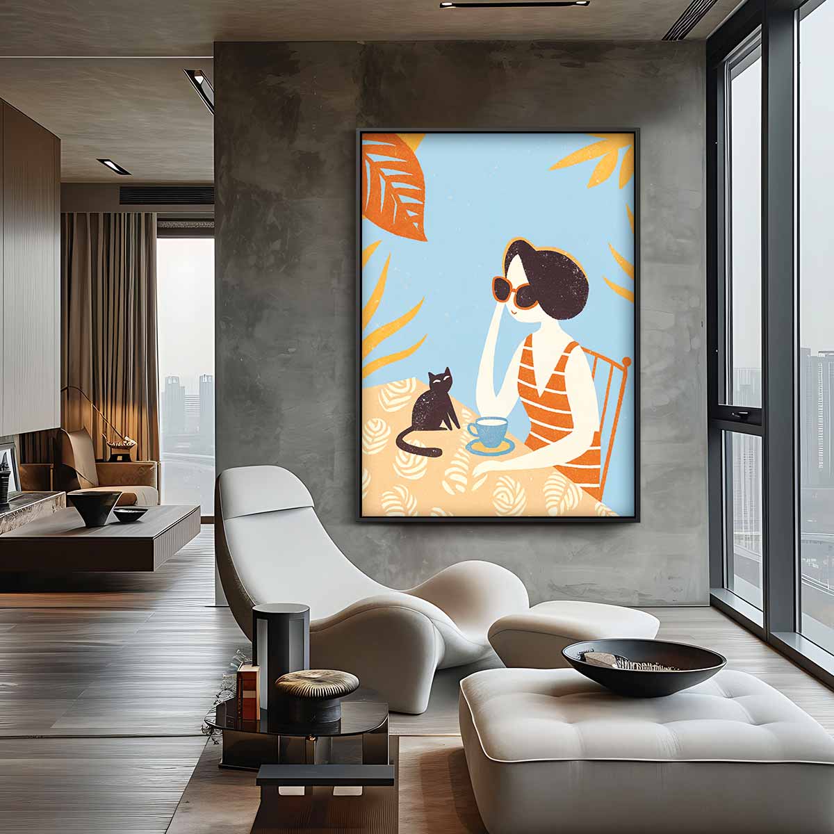 Zonnige Dag met Kat Kunstwerk-canvas-dibond-plexiglas-wanddecoratie-WallArtistic