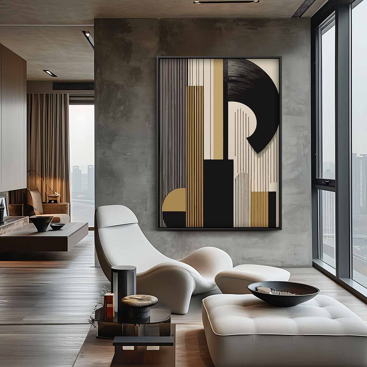 Moderne Geometrische Stadsabstractie Kunstwerk-canvas-dibond-plexiglas-wanddecoratie-WallArtistic