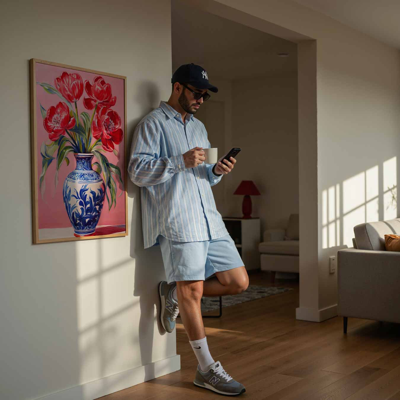 Bloeiende Tulpen in Stijlvolle Vaas Poster-WallArtistic