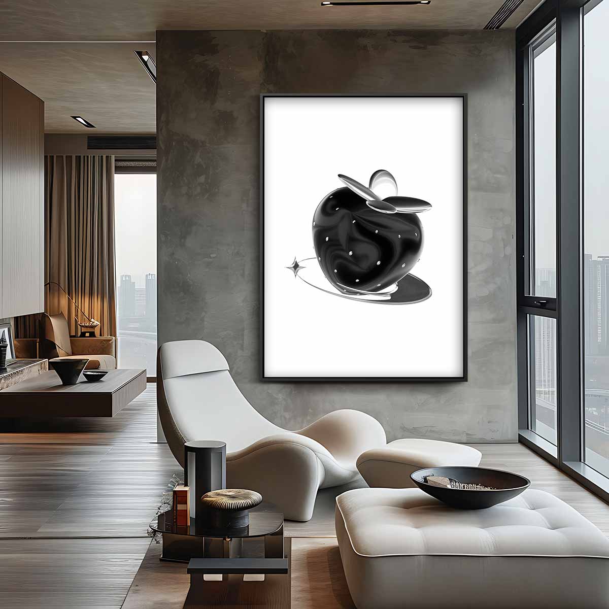 Futuristische Zwarte Aardbei Kunstwerk-canvas-dibond-plexiglas-wanddecoratie-WallArtistic