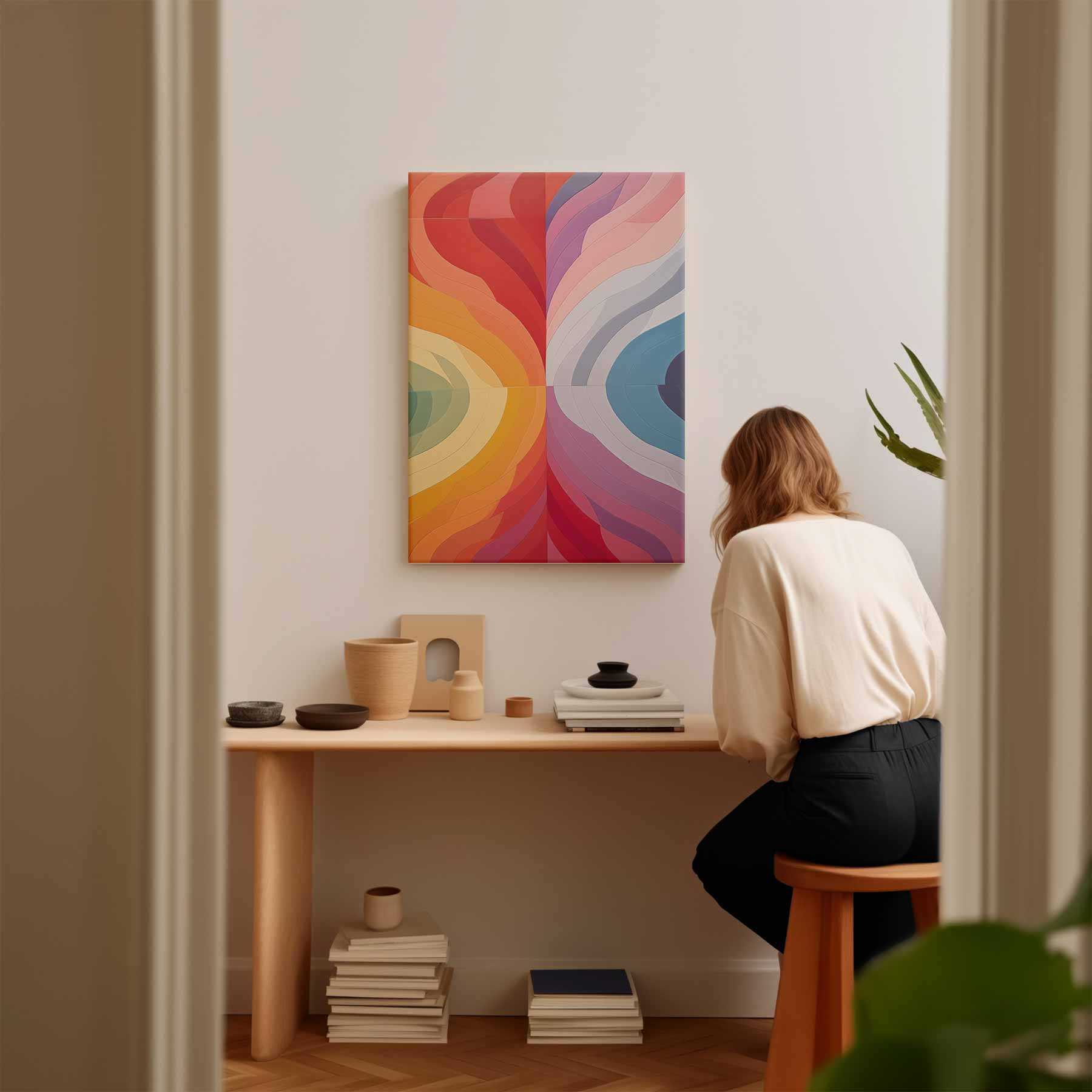 Kleurrijke Golfpatronen Kunstwerk-canvas-dibond-plexiglas-wanddecoratie-WallArtistic