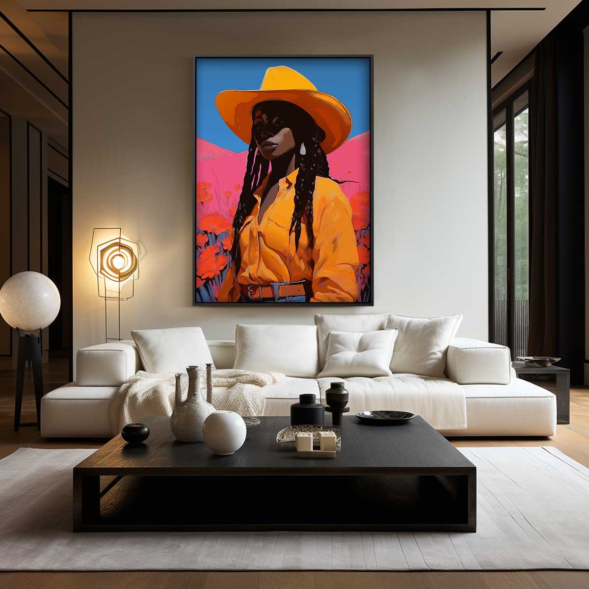 Vrouw in de Velden Kunstwerk-canvas-dibond-plexiglas-wanddecoratie-WallArtistic