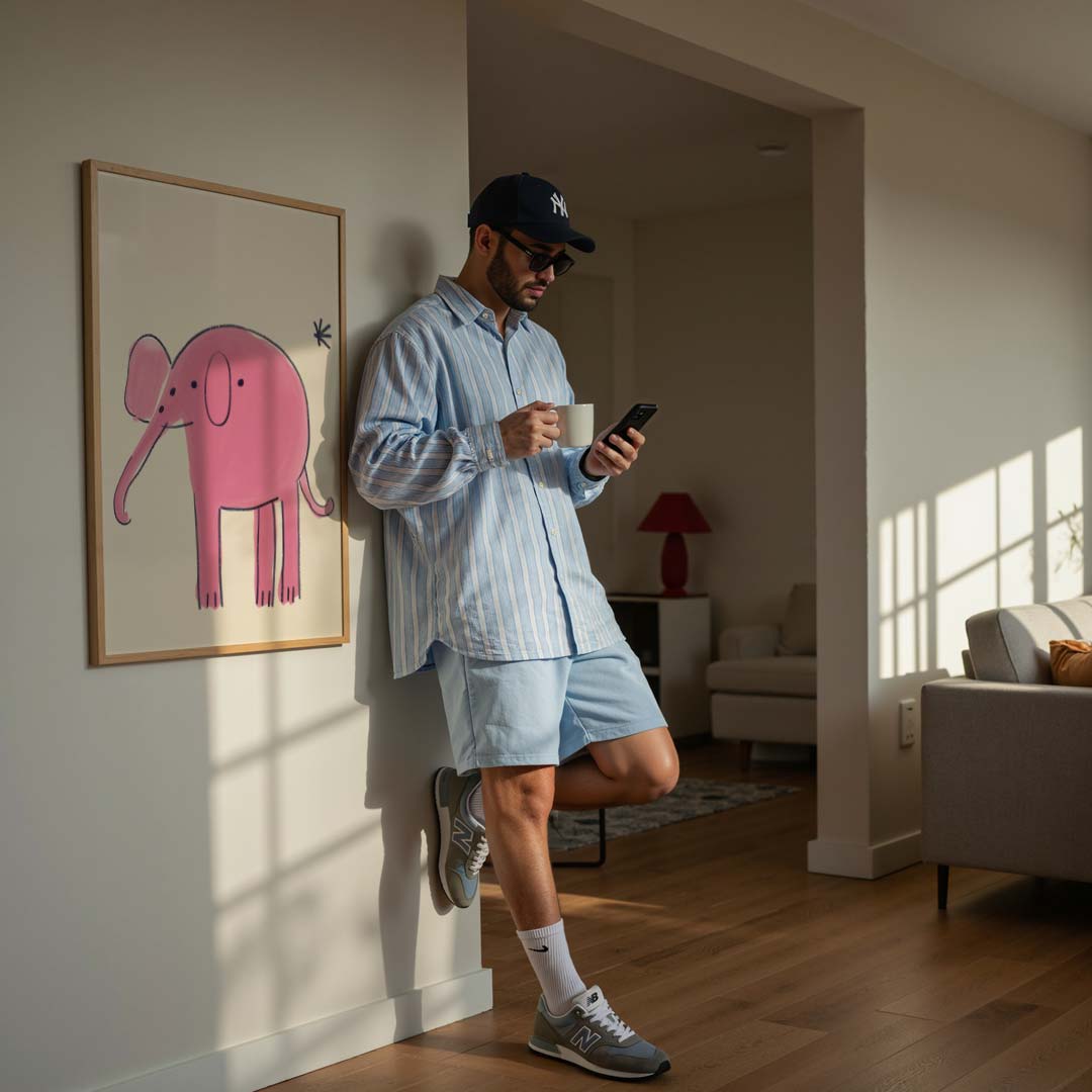 Speelse Roze Olifant Poster-WallArtistic