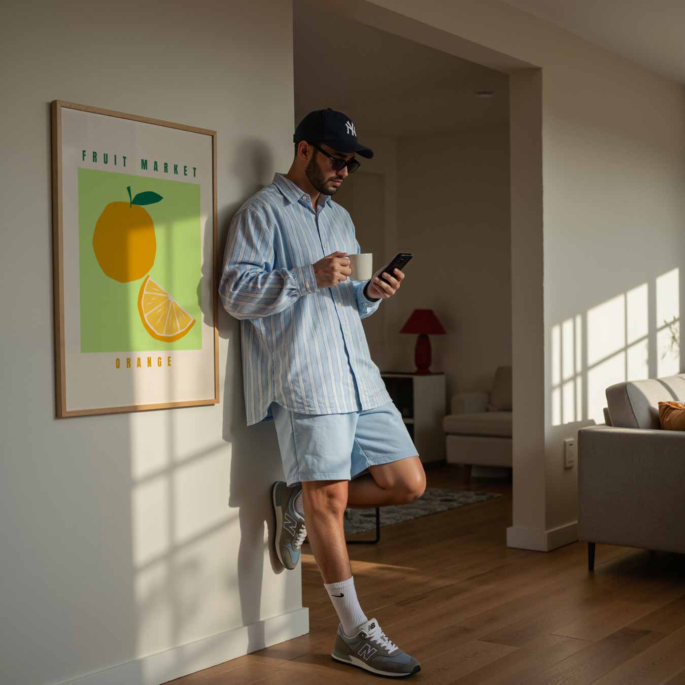 Zonnige Fruitmarkt Poster-WallArtistic