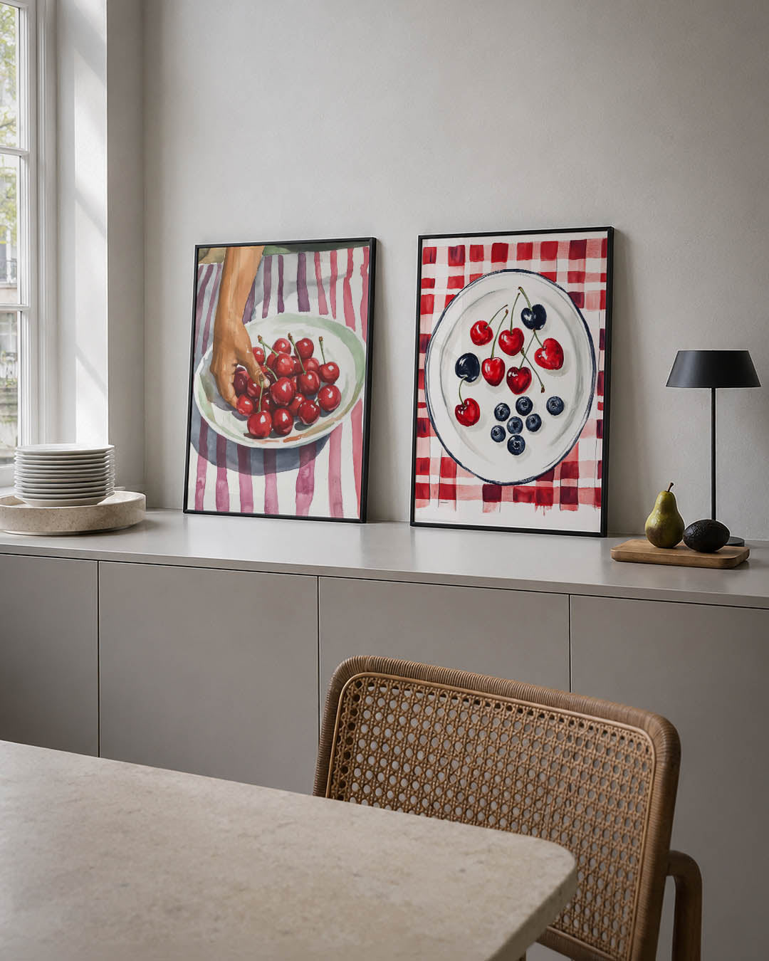 Kersen en strepen Posterset