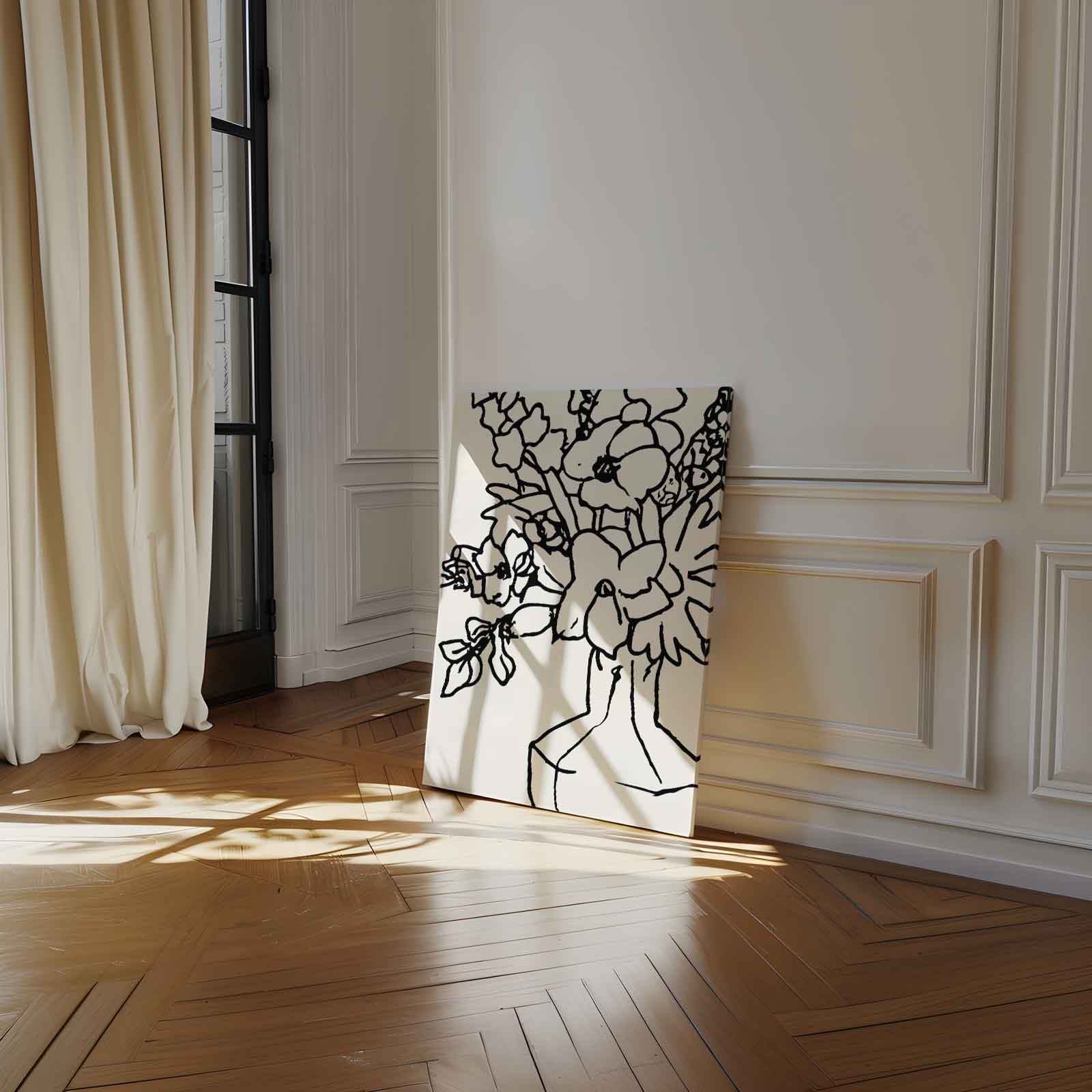 Bloemen in Lijn Kunstwerk-canvas-dibond-plexiglas-wanddecoratie-WallArtistic