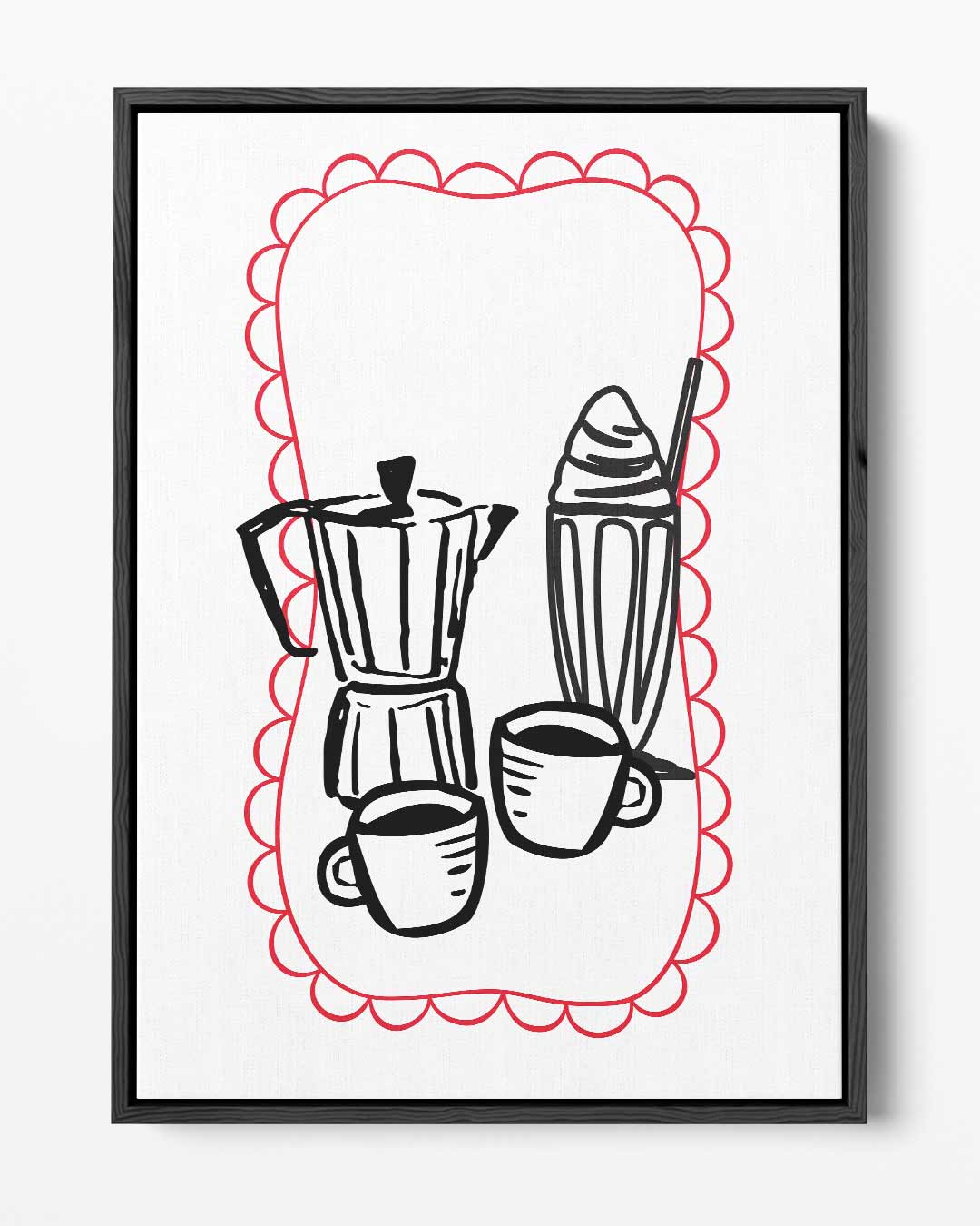 Vintage Koffie & Milkshake Illustratie Kunstwerk-canvas-dibond-plexiglas-wanddecoratie-WallArtistic