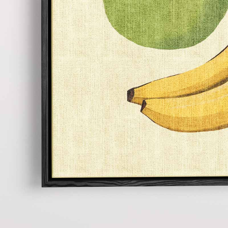 Speelse Perens en Bananen Illustratie Kunstwerk-canvas-dibond-plexiglas-wanddecoratie-WallArtistic