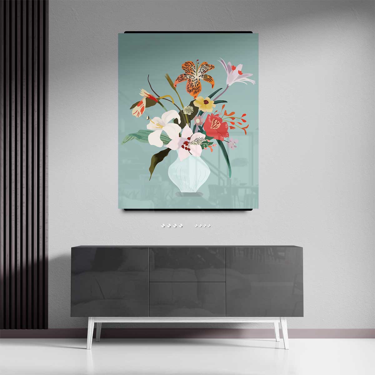 Bloemenpracht in Vaas Kunstwerk-canvas-dibond-plexiglas-wanddecoratie-WallArtistic
