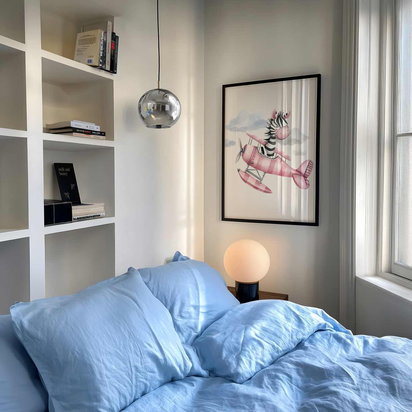 Dromerige Zebra in het Vliegtuig Poster-WallArtistic