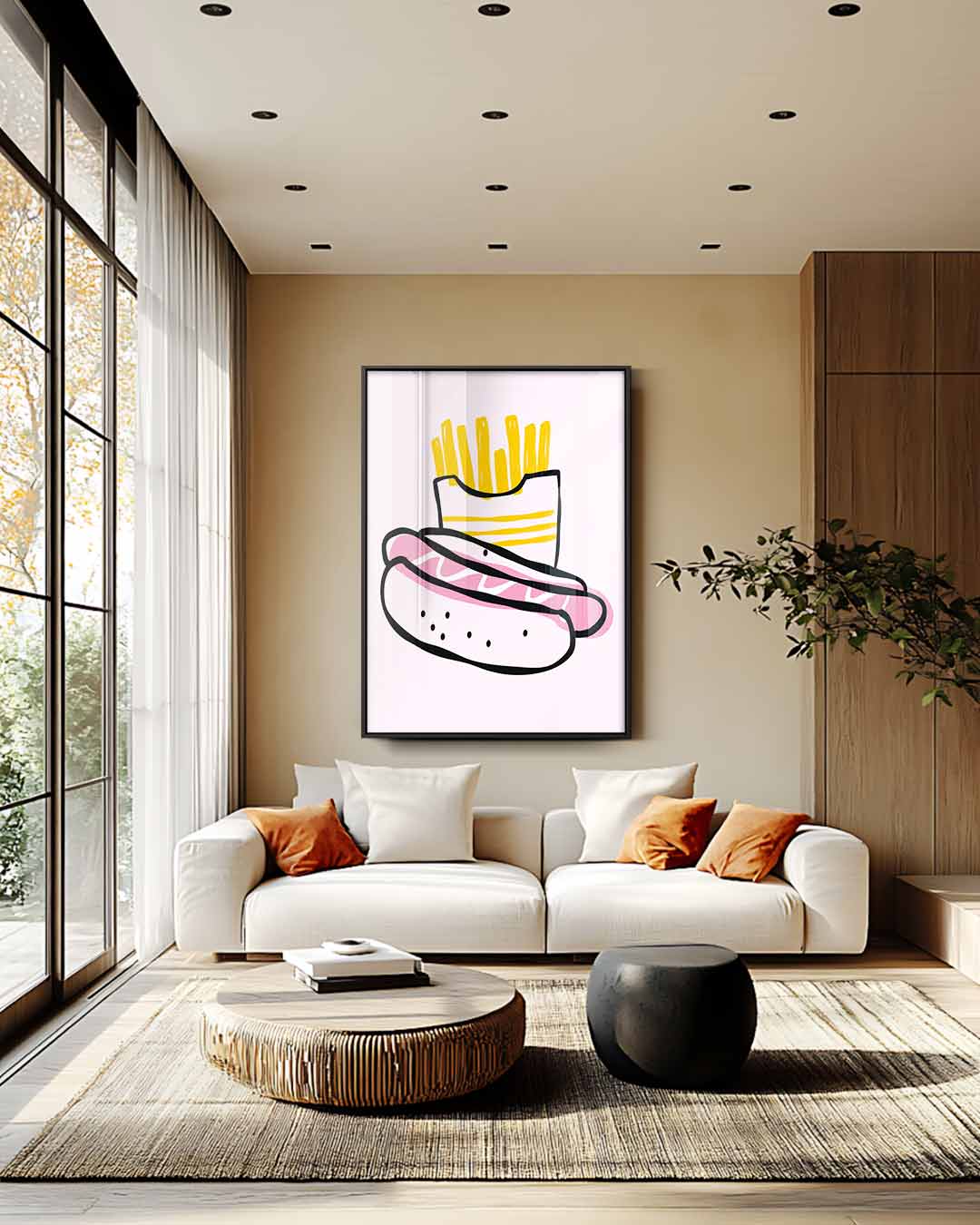 Speelse Snack Illustratie Kunstwerk-canvas-dibond-plexiglas-wanddecoratie-WallArtistic