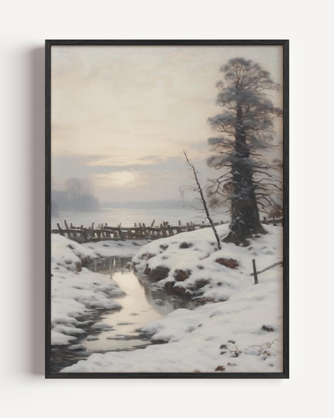 Winterse Rustieke Sneeuwlandschap Poster-WallArtistic
