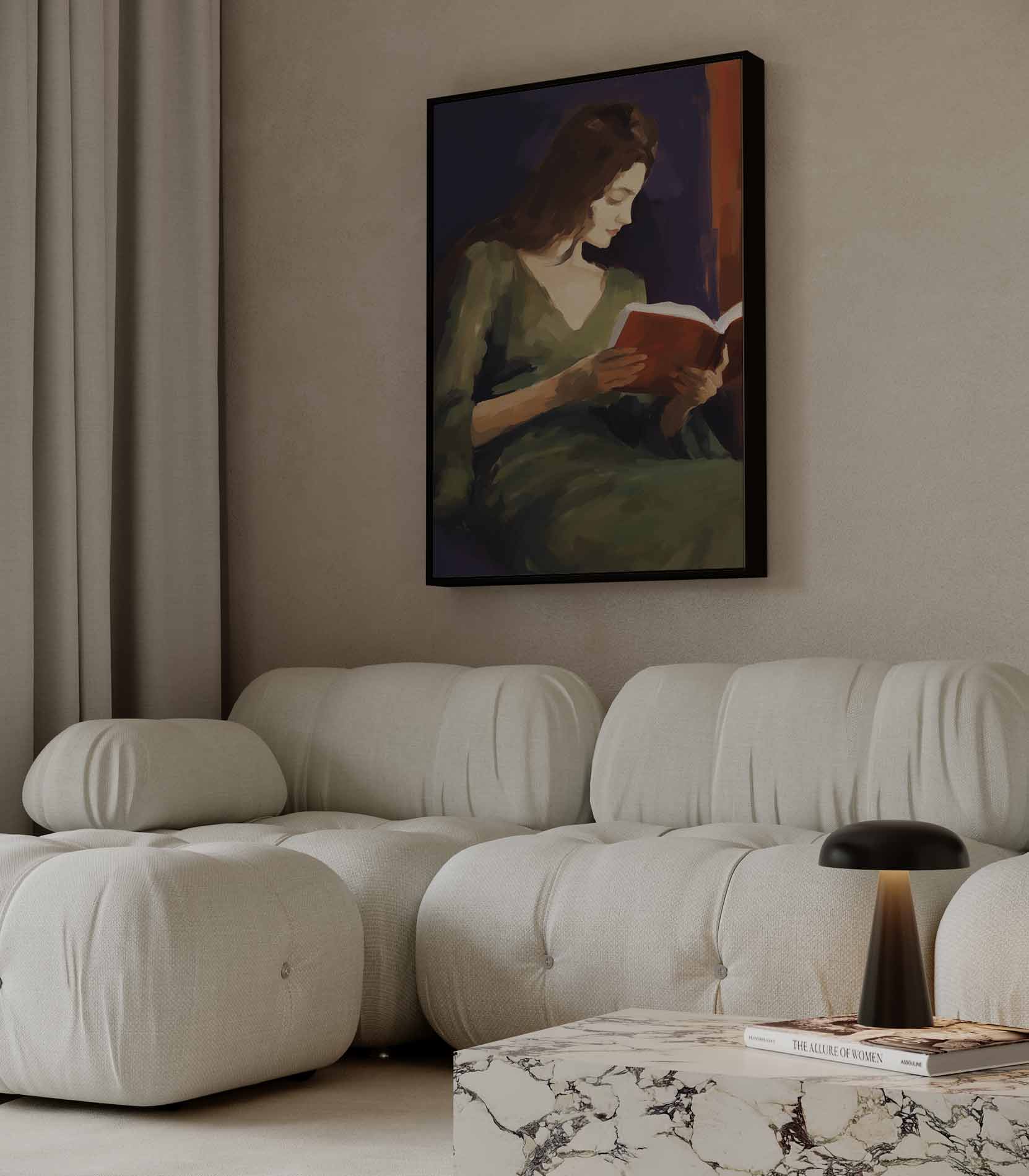 Lezend in Rust Kunstwerk-canvas-dibond-plexiglas-wanddecoratie-WallArtistic