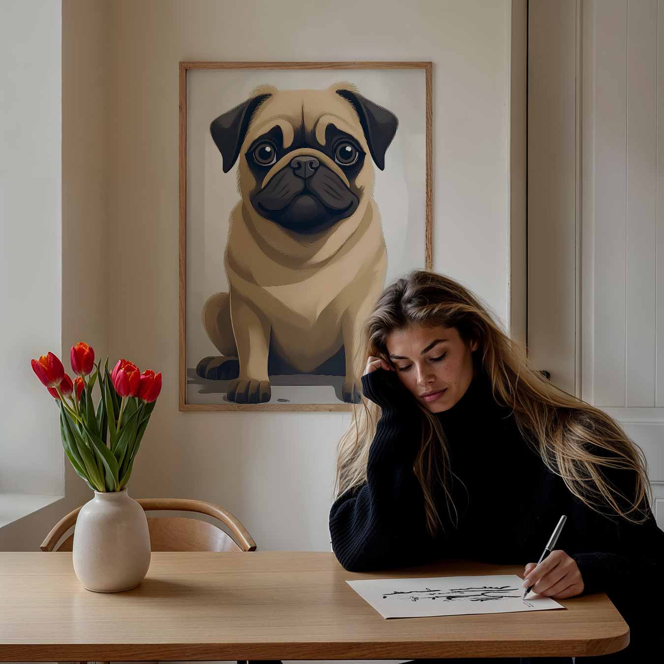 Schattige Mopshond Poster