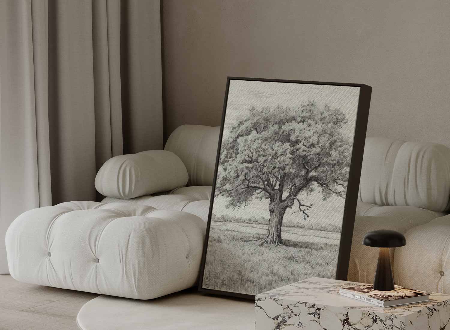 Magische Eikenboom Schets Kunstwerk-canvas-dibond-plexiglas-wanddecoratie-WallArtistic