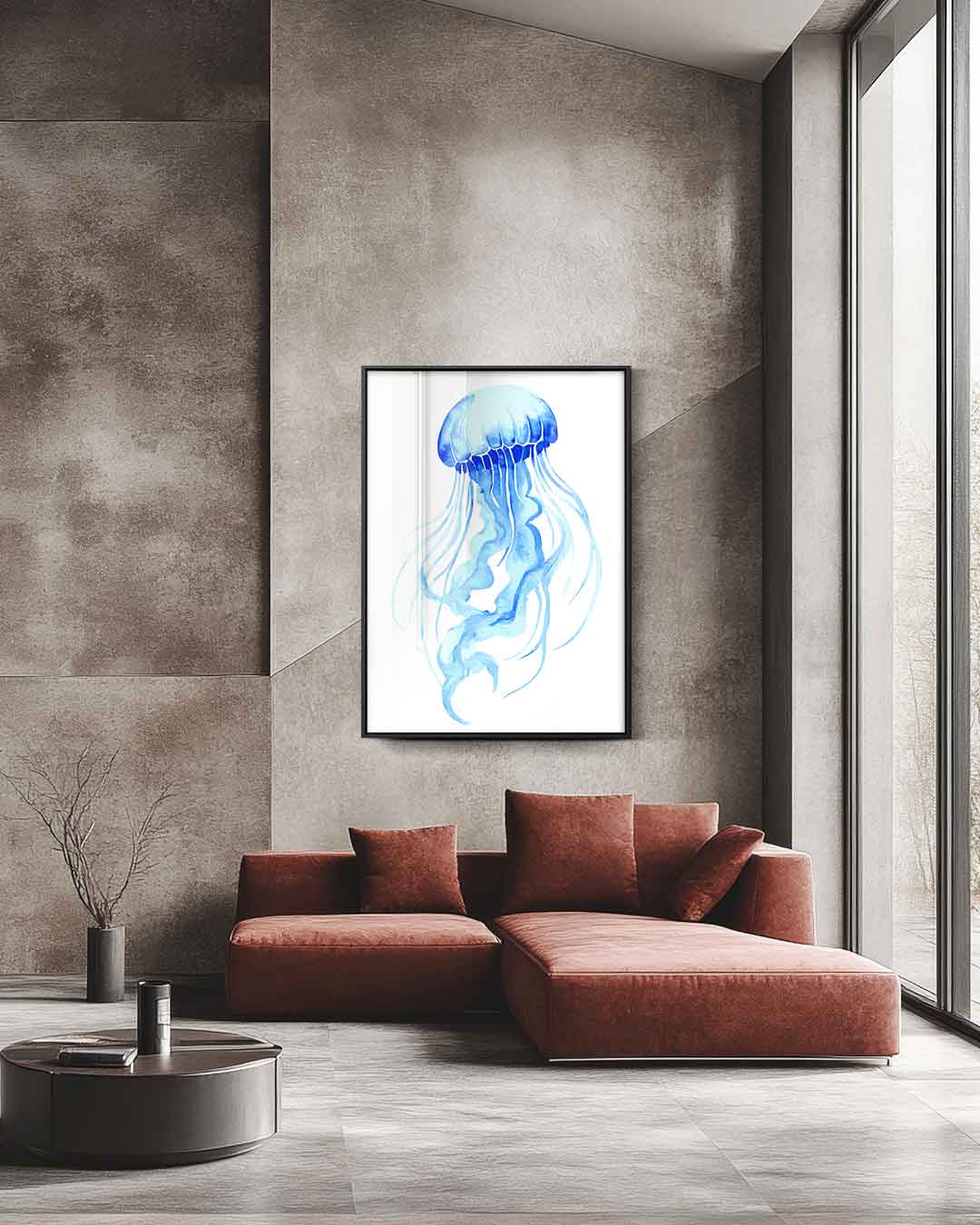Dromerige Kwallen in Blauw Kunstwerk-canvas-dibond-plexiglas-wanddecoratie-WallArtistic