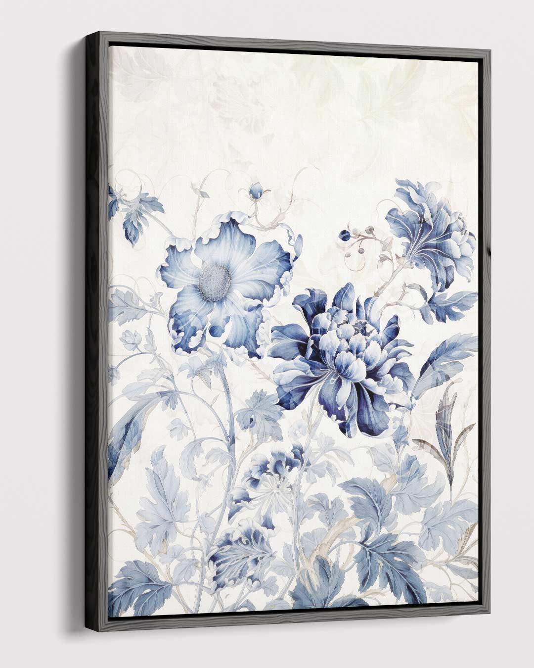 Dromerige Blauw-Witte Bloemen Kunstwerk-canvas-dibond-plexiglas-wanddecoratie-WallArtistic