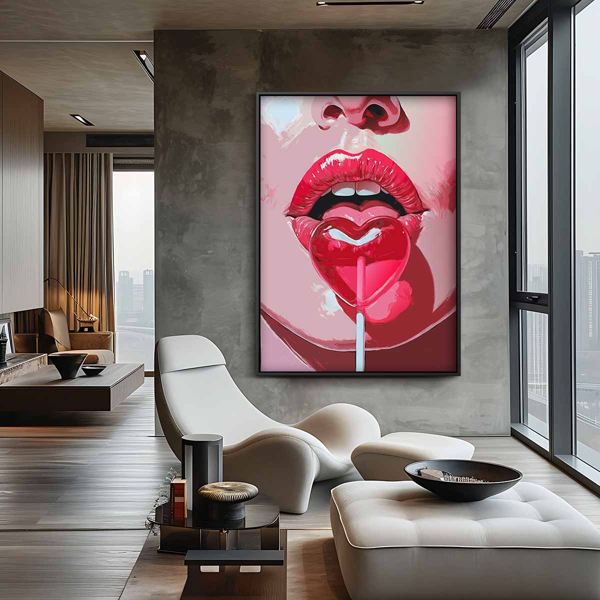 Lollipop Lips Kunstwerk-canvas-dibond-plexiglas-wanddecoratie-WallArtistic