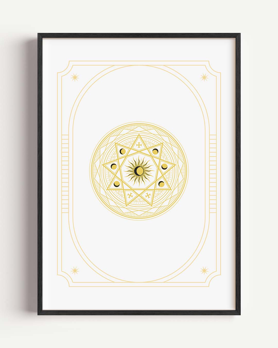 Zon en Maan Fase Mandala Poster-WallArtistic