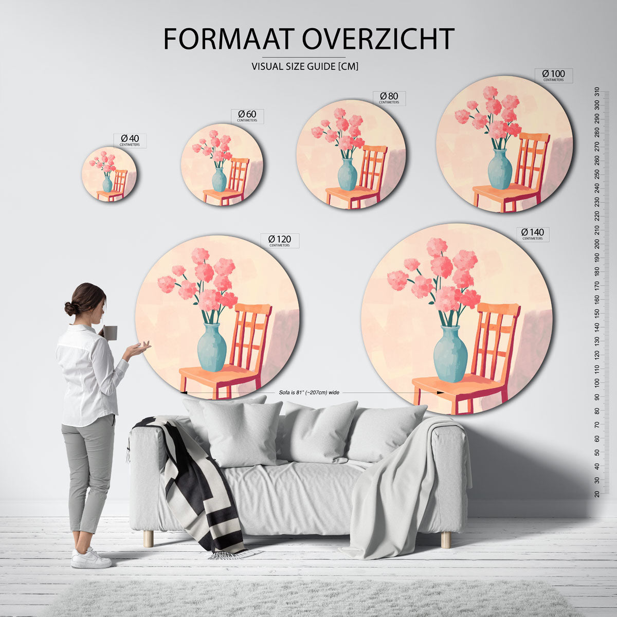 Bloemen op stoel Muurcirkel