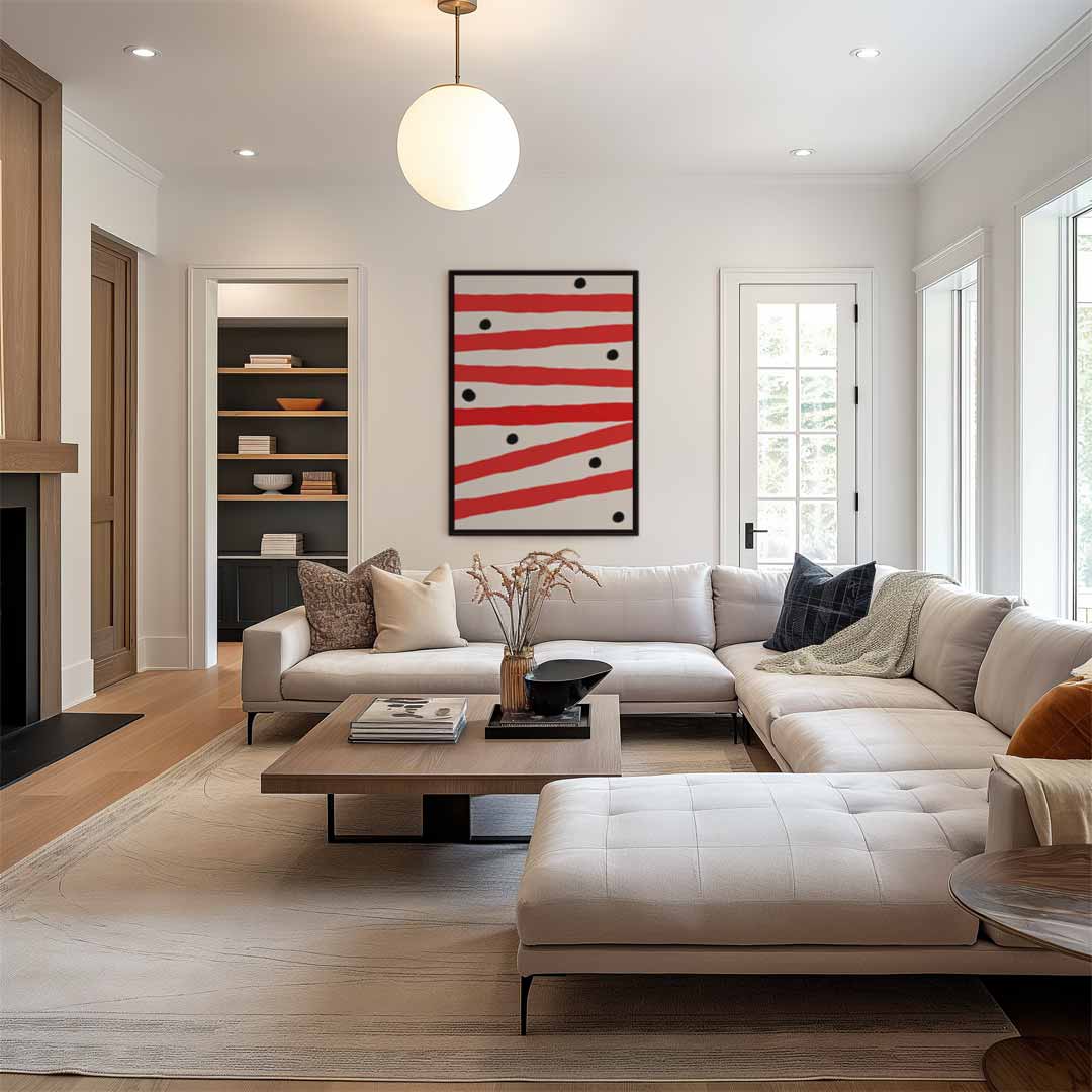 Speelse Strepen en Puntjes Kunstwerk-canvas-dibond-plexiglas-wanddecoratie-WallArtistic