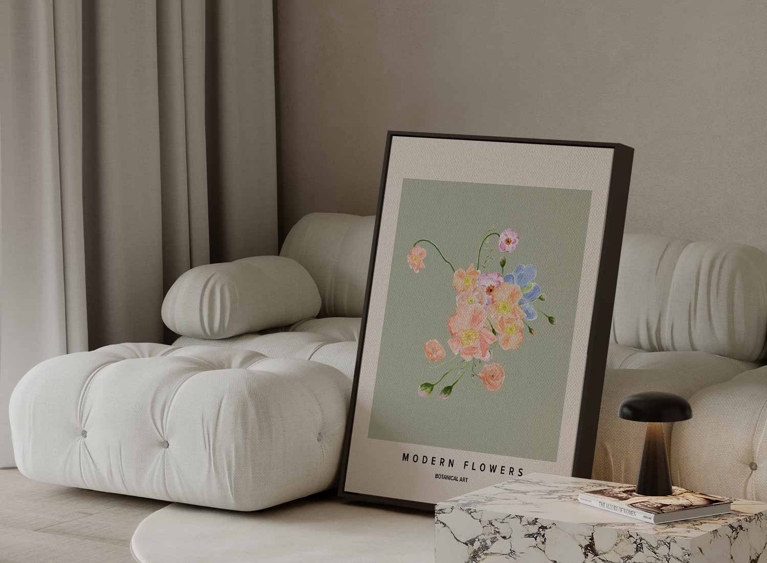 Bloeiende Moderne Botanicals Kunstwerk-canvas-dibond-plexiglas-wanddecoratie-WallArtistic