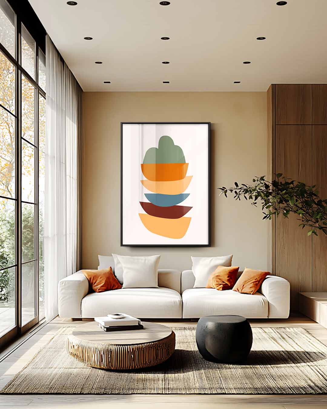 Kleurrijke Abstracte Stapeling Kunstwerk-canvas-dibond-plexiglas-wanddecoratie-WallArtistic