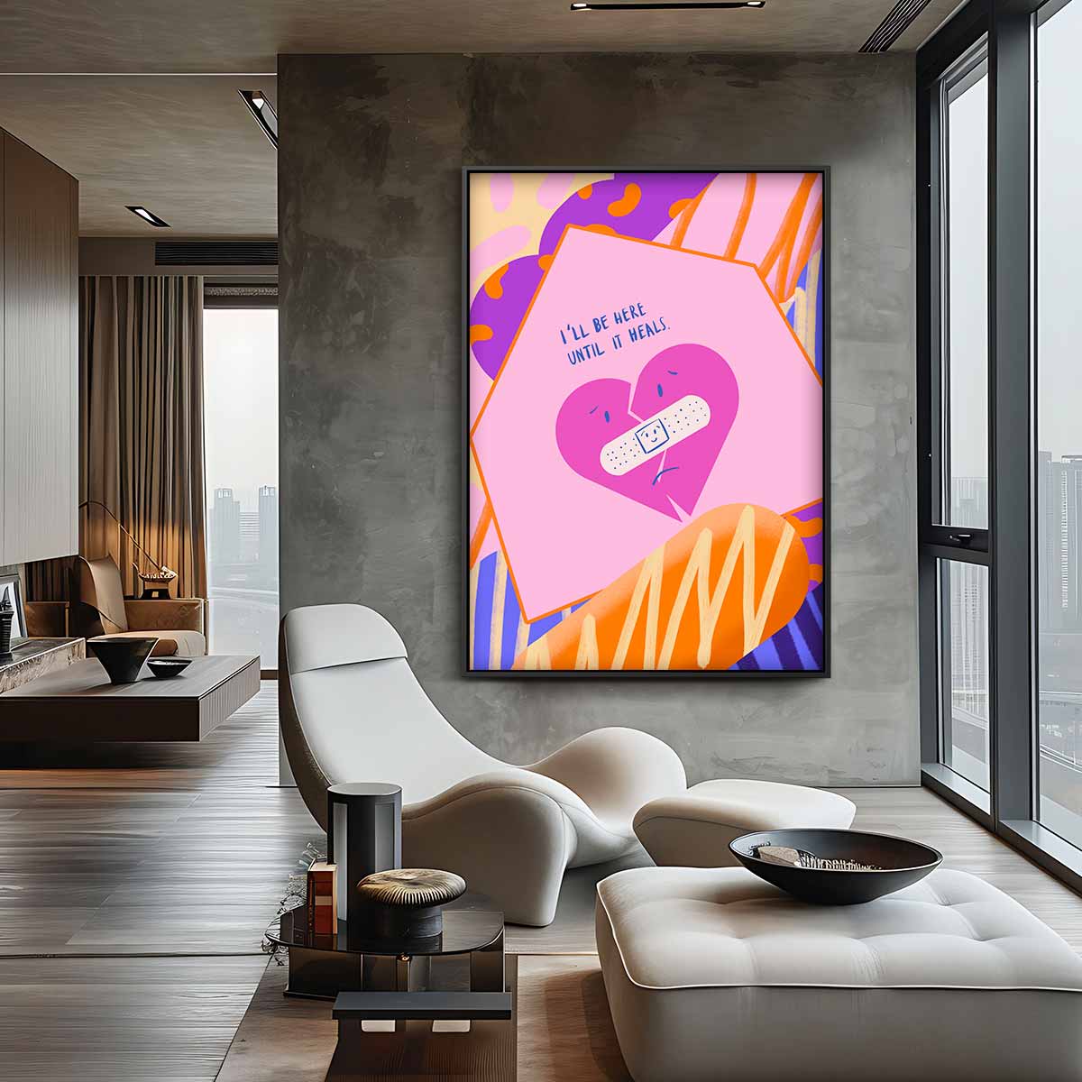 Troostend Hart Kunstprint Kunstwerk-canvas-dibond-plexiglas-wanddecoratie-WallArtistic