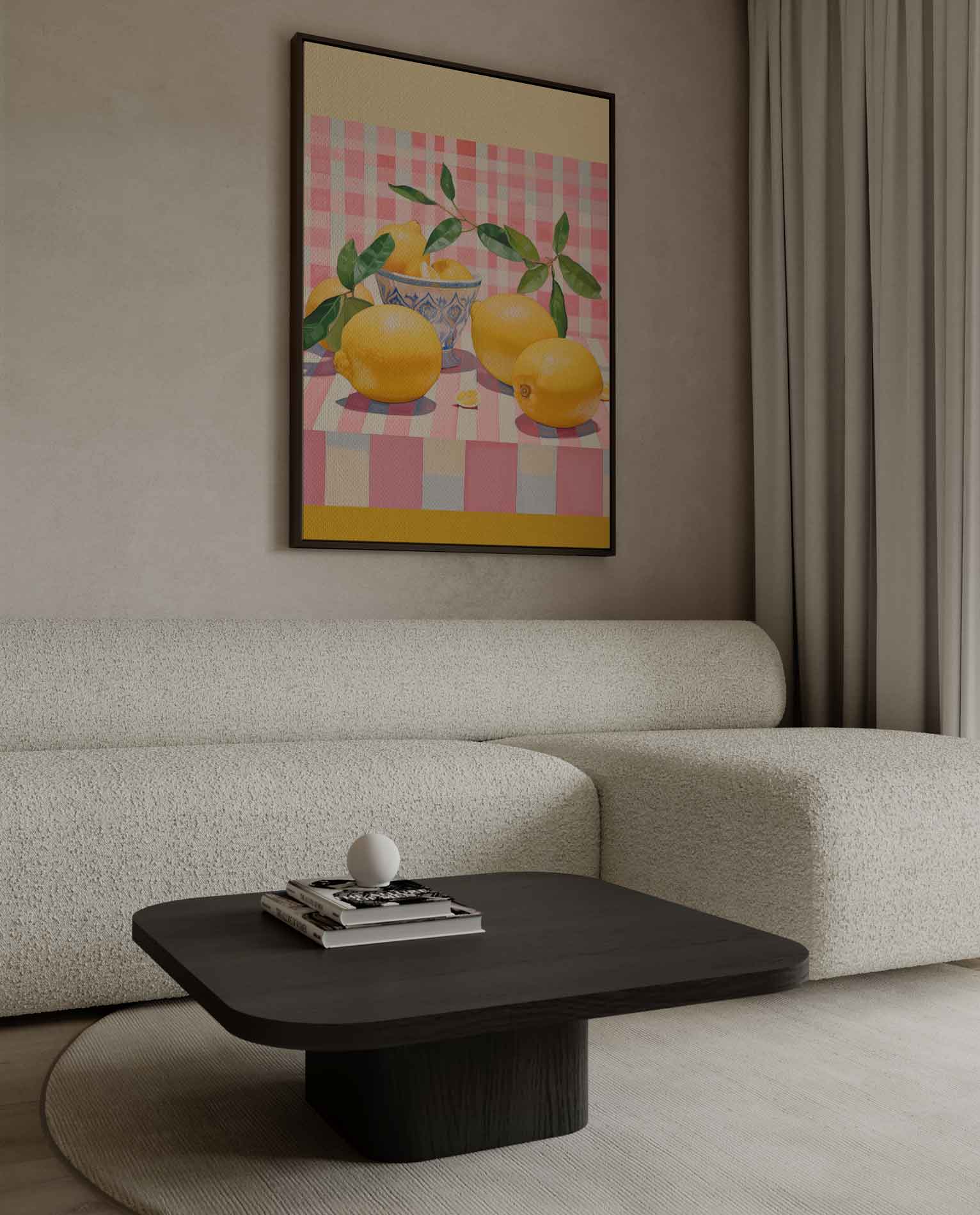 Citroenen in Speelse Strepen Kunstwerk-canvas-dibond-plexiglas-wanddecoratie-WallArtistic