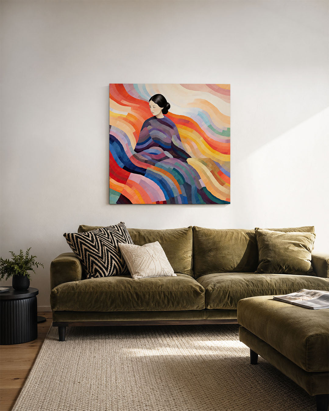 Golvende kleurencompositie Kunstwerk