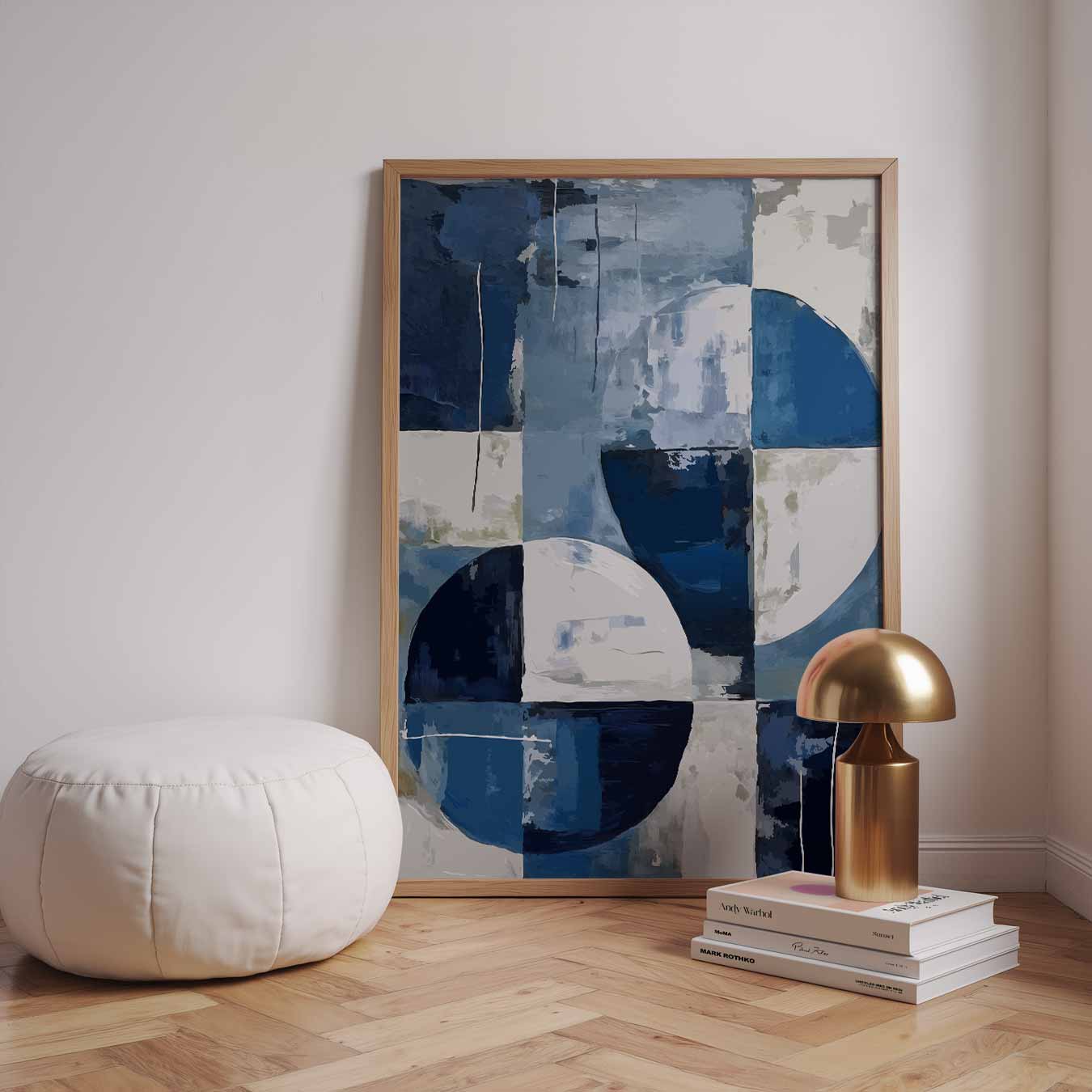 Abstracte Blauw-tonen Cirkelkunst Poster