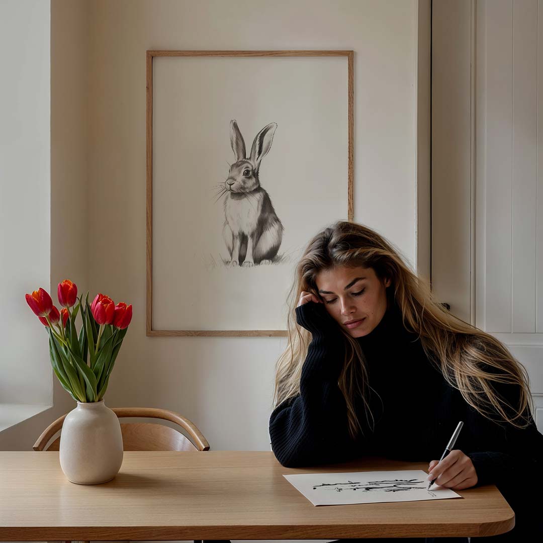 Schattige Konijnen Illustratie Poster-WallArtistic
