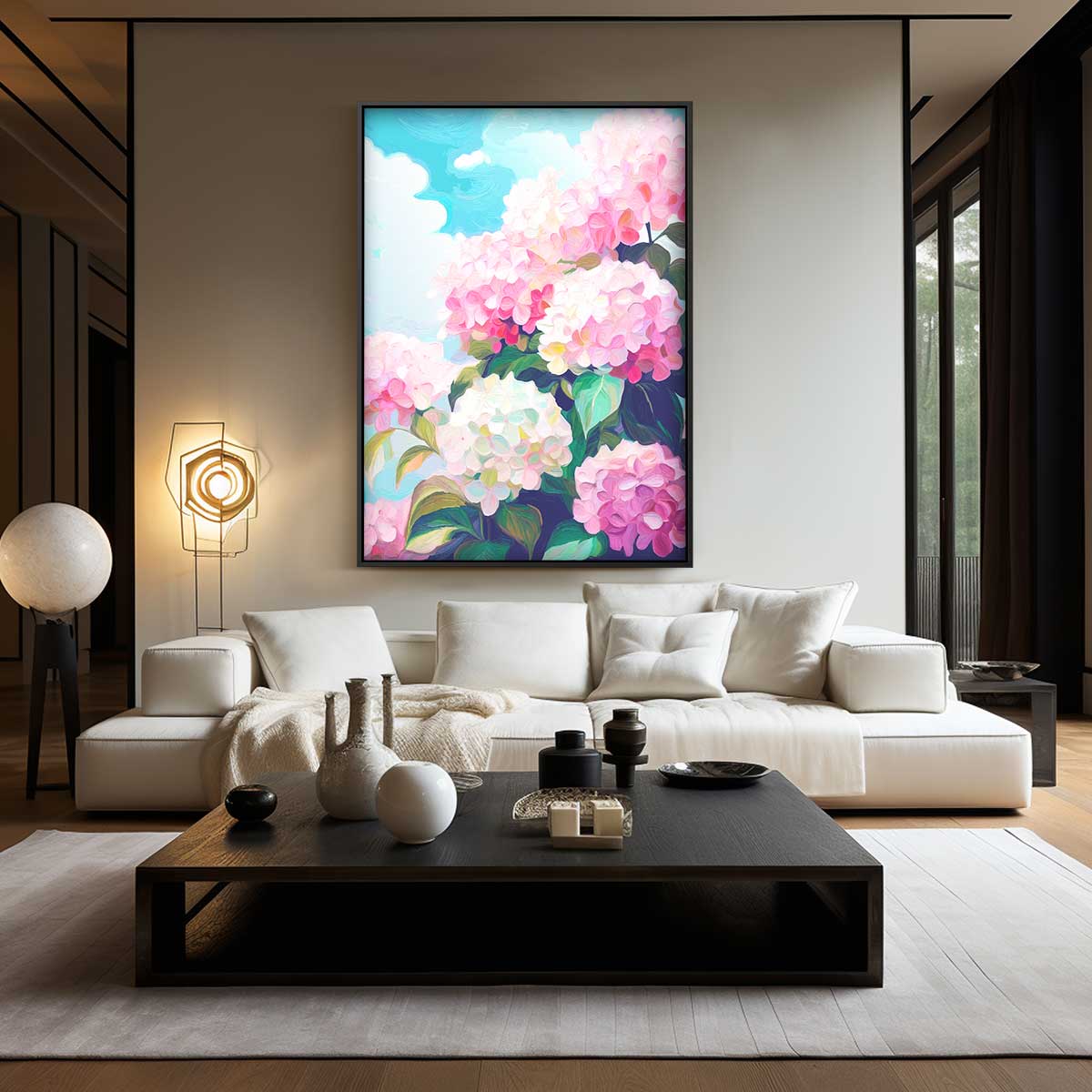 Bloeiende Hortensia's Kunstwerk-canvas-dibond-plexiglas-wanddecoratie-WallArtistic
