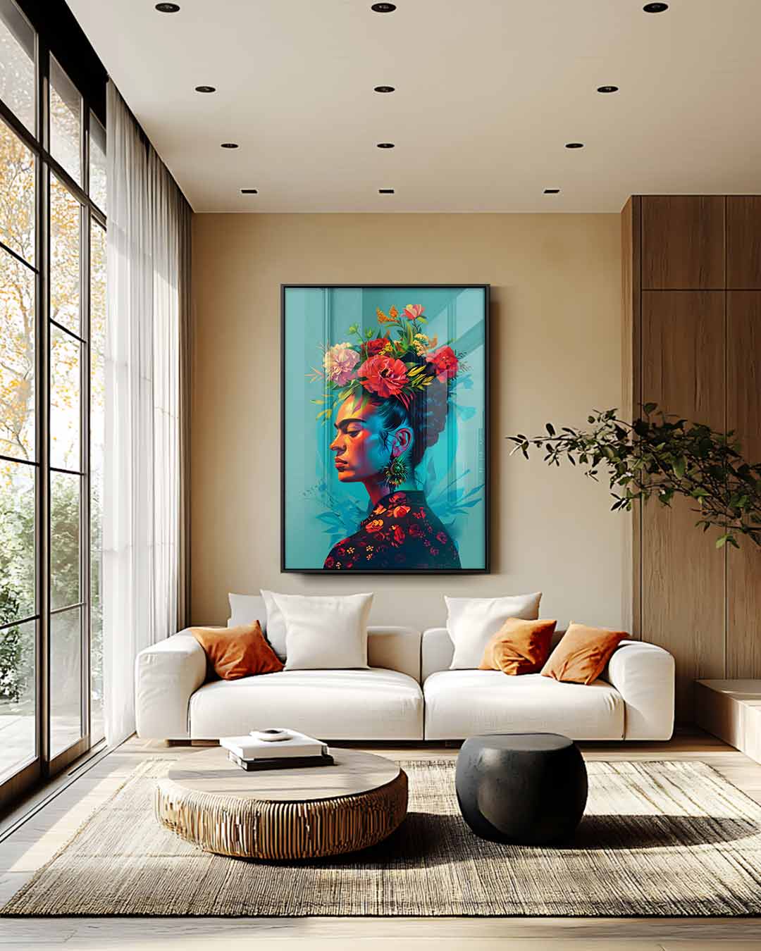 Bloemenkroon Portret Kunstwerk-canvas-dibond-plexiglas-wanddecoratie-WallArtistic