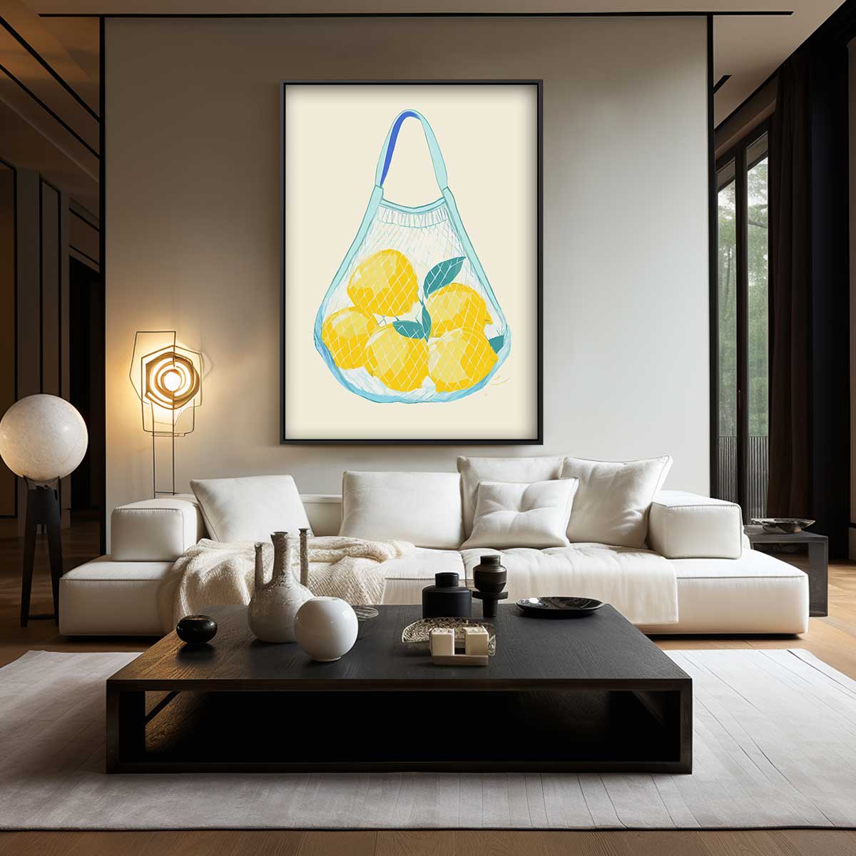 Citroenen in een Netzak Kunstwerk-canvas-dibond-plexiglas-wanddecoratie-WallArtistic