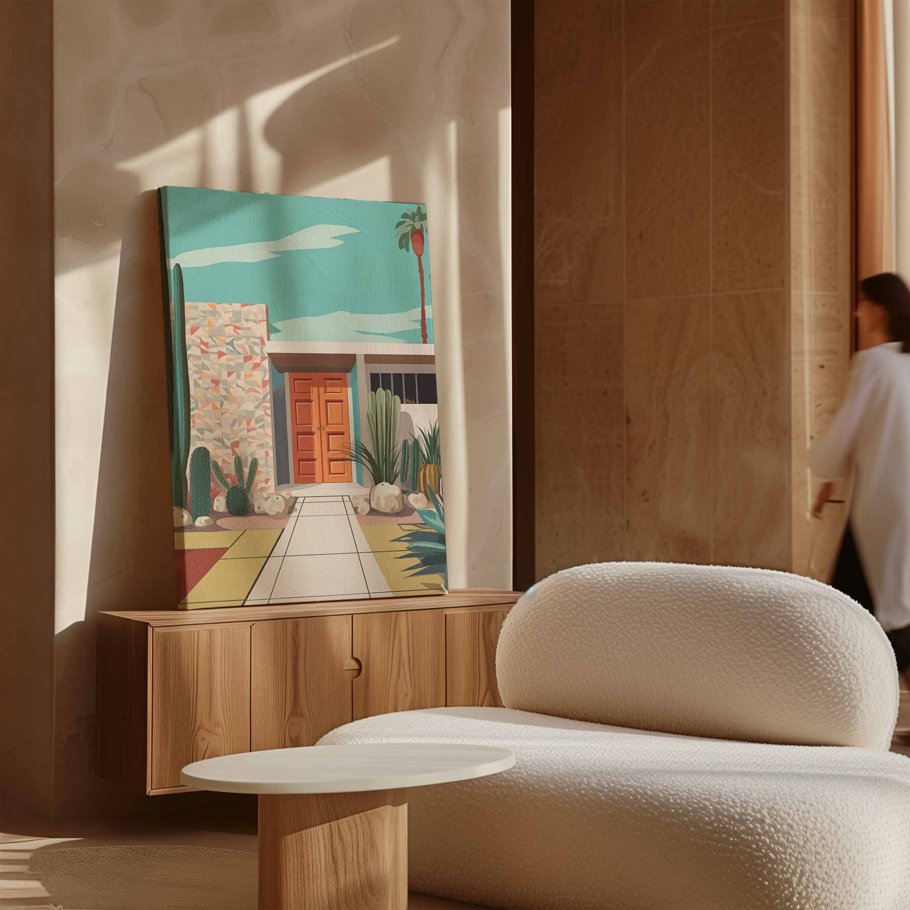 Retro Palm Springs Villa Kunstwerk-canvas-dibond-plexiglas-wanddecoratie-WallArtistic