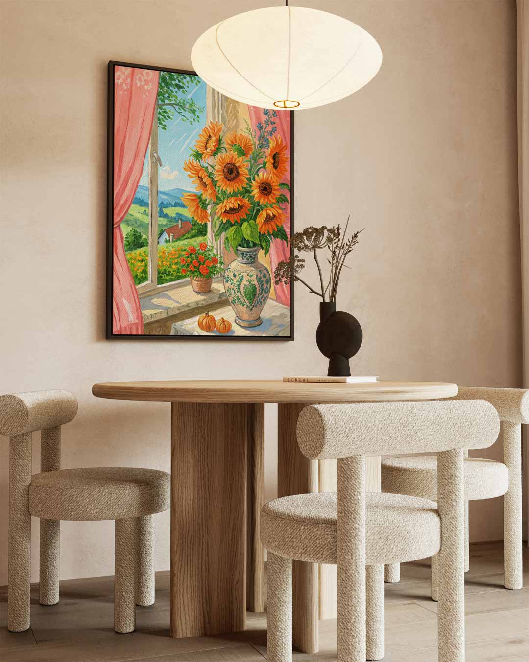 Zomers Arrangement bij het Venster Kunstwerk-canvas-dibond-plexiglas-wanddecoratie-WallArtistic