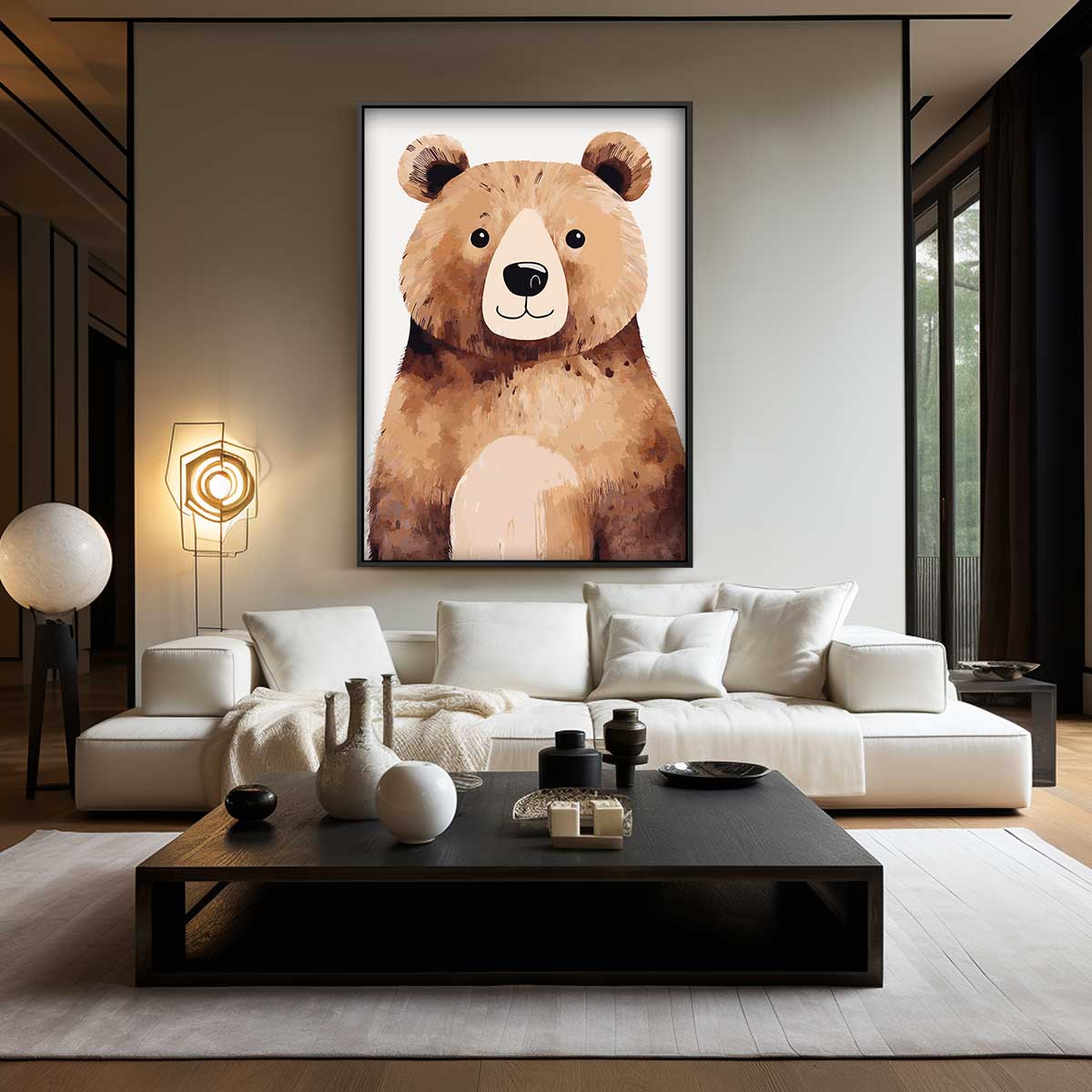 Vrolijke Bruine Beer Kunstwerk-canvas-dibond-plexiglas-wanddecoratie-WallArtistic