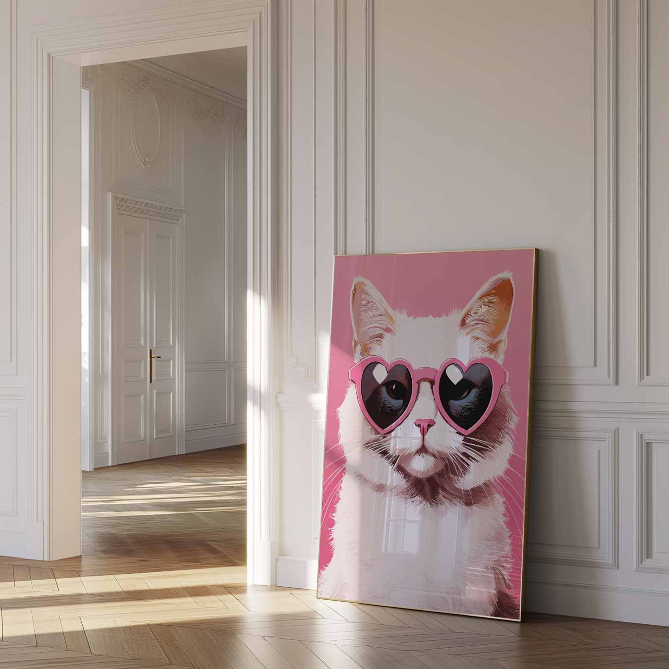 Kat met Hartjesbril Poster-WallArtistic