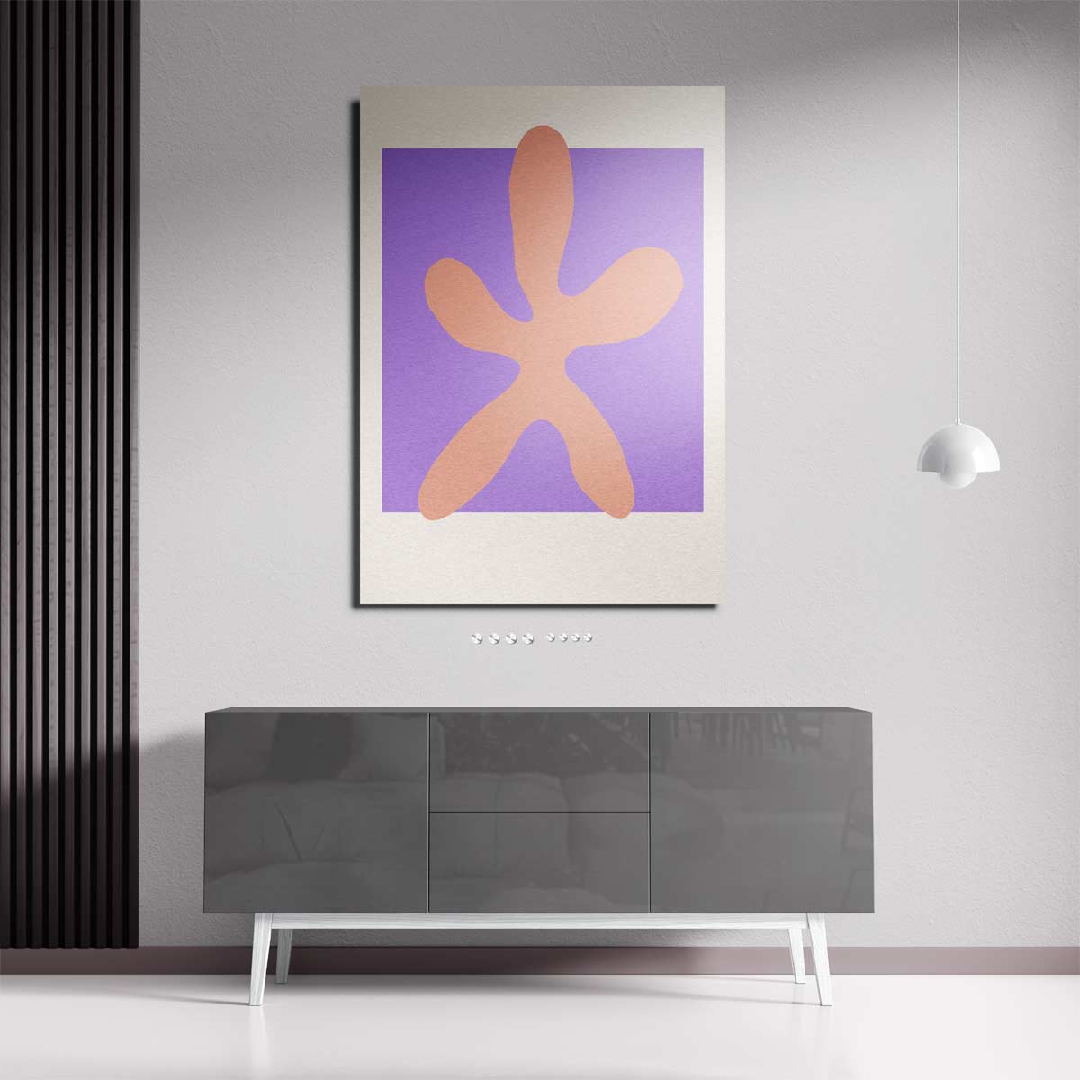 Zachte Vorm op Paarse Achtergrond Kunstwerk-canvas-dibond-plexiglas-wanddecoratie-WallArtistic